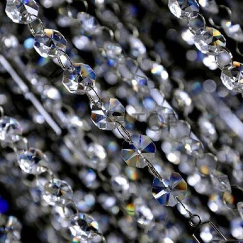 5M Sparkle AAA Crystal Garland Strand Hanging 14mm Octagon Bead Chain For Wedding Tree Christmas Party Decor( +50pc metal rings)