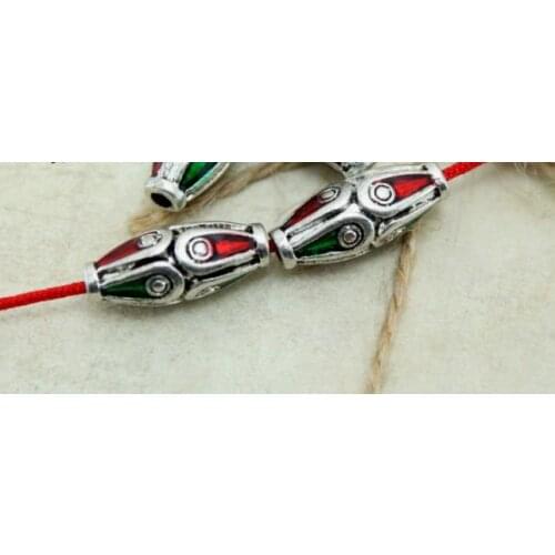 5pcs/lot Tibetan silver Dripping oil spacer Cloisonne lotus beads Loose Bead Spacer Beads for DIY Jewelry Making bracelet df3