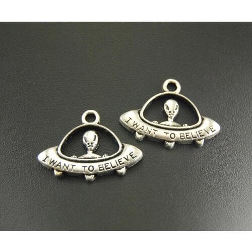 8 Pcs Bronze Silver Color 2 Colors UFO Alien Charms Bracelet Necklace Jewelry Making Handmade DIY A741/A742