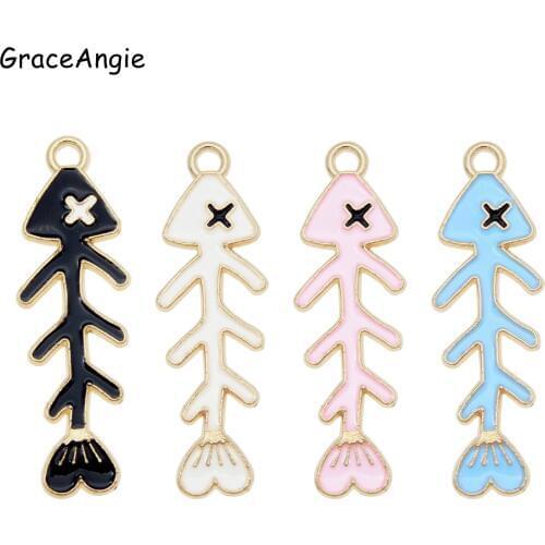 8pcs Fish Bone Charm enamel Pendants DIY Necklace Crafts Punk Findings Handmade Alloy Jewelry Christmas Gifts Earrings DIY
