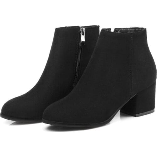 Big Size 9 10 11-13 boots women shoes ankle boots for women ladies boots shoes woman winter Round head side zipper
