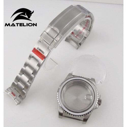 40mm Watch Case Steel Bracelet Fit For NH35 NH36 Miyota 8215 821A ETA 2836 DG 2813 Movement Sapphire Rotating Bezel No Insert