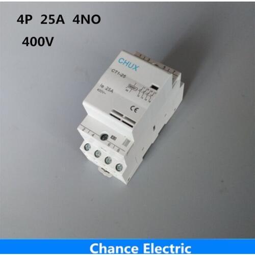 CHUX 4P CT1-25 25A 400v 50/ 60HZ 4NO Din rail Household AC Contactor popular model
