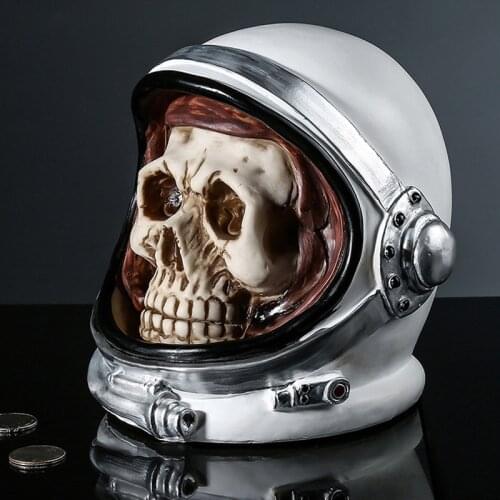 Halloween Decoration Ornaments Astronaut Skull Retro Piggy Bank Large-Capacity Resin Craft Astronaut Piggy Bank Anti-Fall