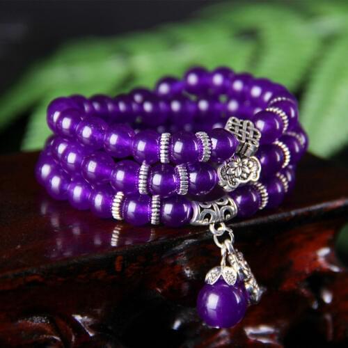 Purple Crystal Multilayer Lucky PiXiu Pendant Lady Beaded Bracelet Pendant Necklace Fashion Yoga Bracelet Jewelry For Women