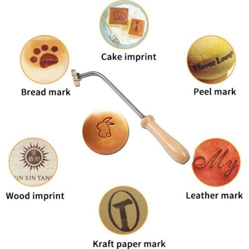 Hot Stamping Cake Mold Baking Stamp With Long Handle Cookie Sweets Brass Stainless Steel Handmade Bread Mould Deacorating Tools