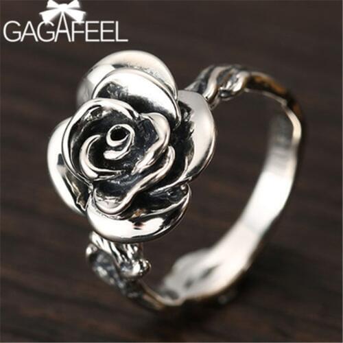 GAGAFEEL Vintage Rose Rings 925 Sterling Silver Jewelry for Women Fashion Office Lady Charms Females Party Gifts Dropshipping