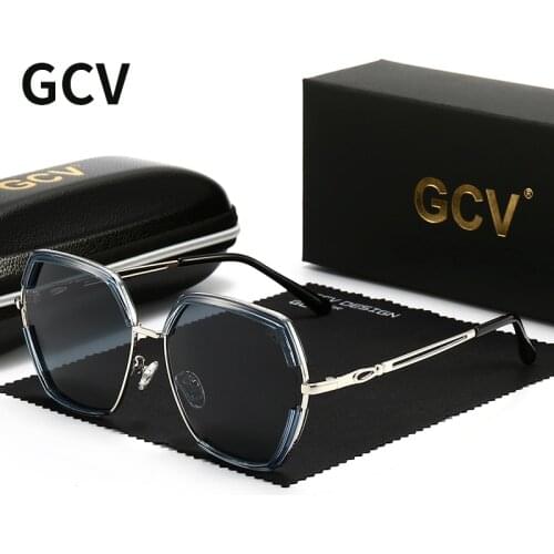 GCV Brand Classic Women Female Sunglasses Metal Square Frame Fashion Shades Gorgeous Beautiful Polarized Delicate TAC Lenses