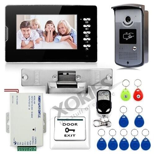 HOMSECUR 7" Video Door Phone Entry System 700TVL Camera Monitor RFID Keyfob Remote Unlock XC001+XM702-B