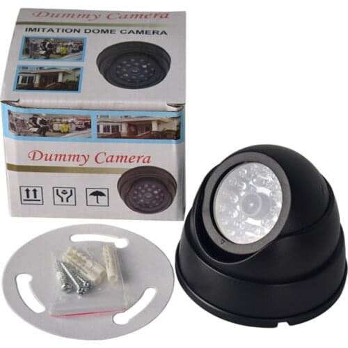 1pc LED Light Fake Camera Simulation Dummy Dome Camera Black Outdoor CCTV Home Surveillance Mini ABS For Smart Home Waterproof