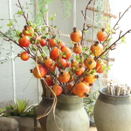 6 Heads Artificial Plant Pomegranate Fake Flower 96CM DIY Home Wedding Party Christmas Decoration Foam Berry Photography Props