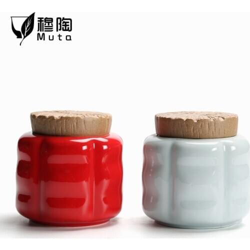 Mu Tao Tea Caddy Ceramic Jar Sealing Creative Personality Customized Gift Box Packaging Logo General Household boite a the
