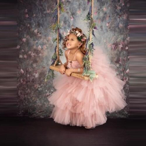 Lovely Tulle Kids Dresses Strapless Extra Puffy Ruffles Custom Made Long Length Girls Pageant Gowns