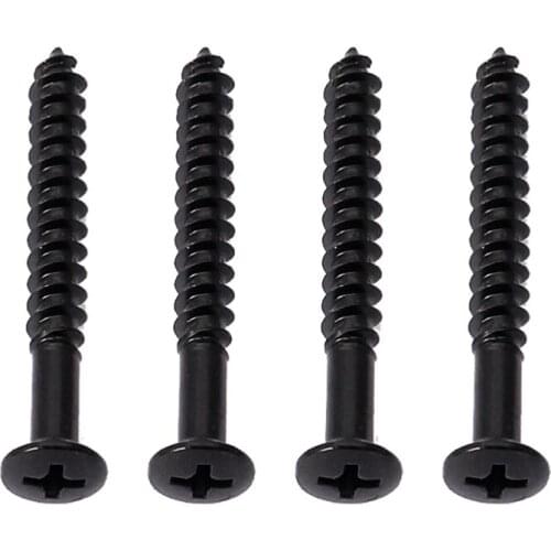 4pcs Guitar Neck Plate Mounting Screws For Fender Strat Guitar Neck Plate Mounting Screws Guitar Parts Accessory (Black)
