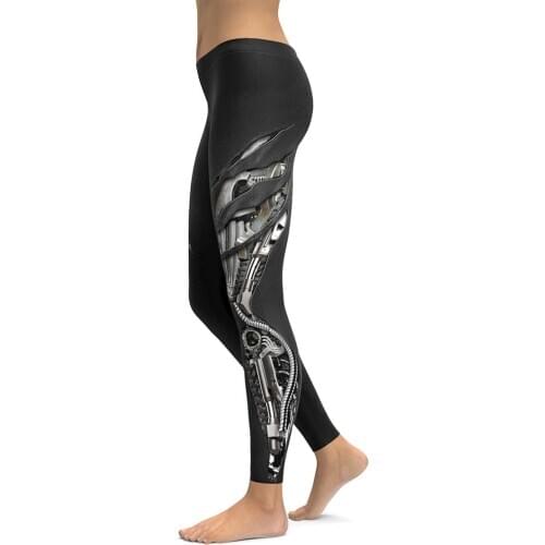 Robot Printed Leggings for Women Girl Push Up Legins Workout Fitness Pants 3D Print Steampunk Steam Punk Elastic