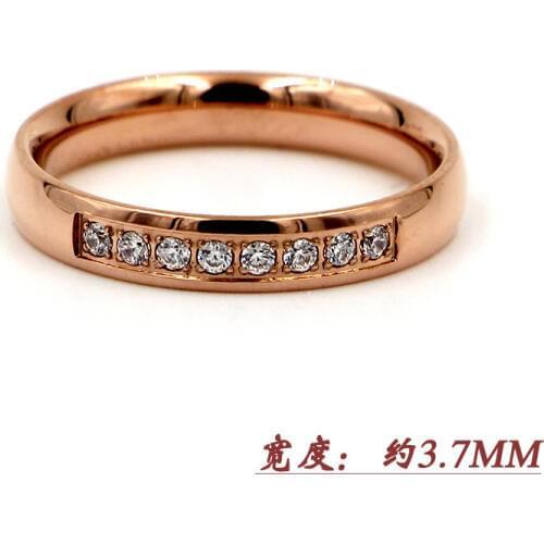 Fashion Crystal Love Engagement Rings Women Rose Gold Color Stainless Steel Elegant Party Wedding Rings