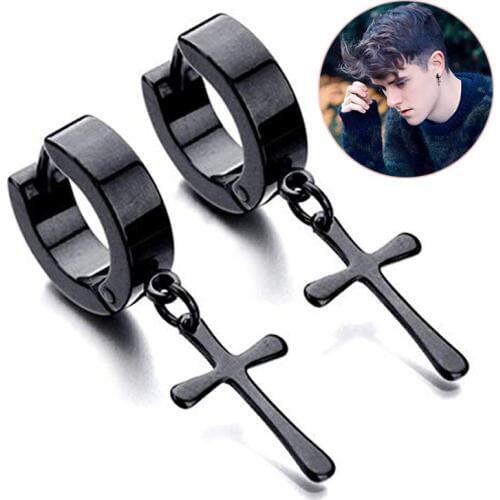 Men Women Stainless Steel Cross Earrings Ear Piercing Jewelry Gifts TT@88