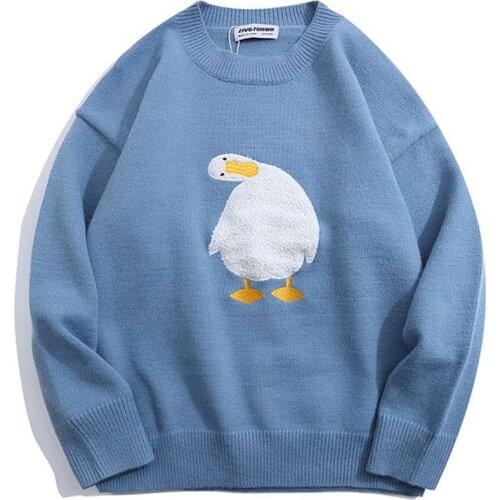 Japanese Harajuku Knitted Cardigan Women Cartoon Cat Print Sweater Vintage V-Neck Button Knitwear Loose Thick Unisex Streetwear