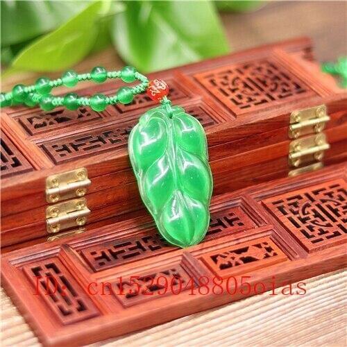 Natural Green A Emerald Jade Leaf Pendant Beads Necklace Charm Jadeite Jewellery Fashion Carved Amulet Gifts for Women Men