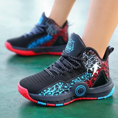 Newest Sports Kids Sneakers Fashion Boys Basketball Shoes Anti-skid Shoes Big Children Sport Running Trainer Shoes Basket Sport