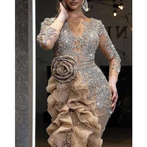 New style womens evening full dress sexy sequin long sleeve full dresses for women bridesmaid dress