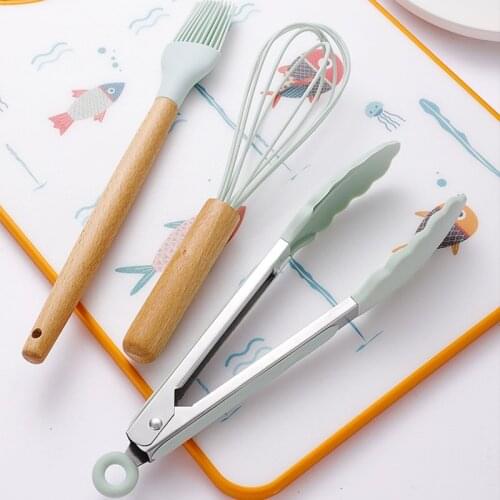 Food Clip Kitchen Silicone Barbecue Stainless Steel High Temperature Anti-scald Fried Steak Food Clip Grill Household