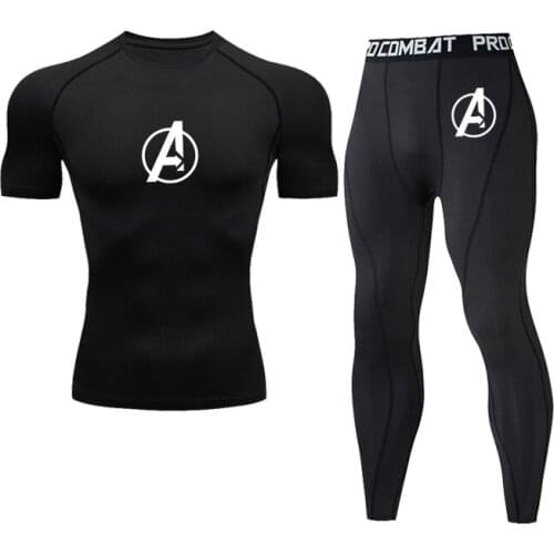 Men Tracksuit Gym Exercise Compression Sports Suit Running Jogging Sportwear Mens Rashguard jiu jitsu MMA Tights Clothes Suits