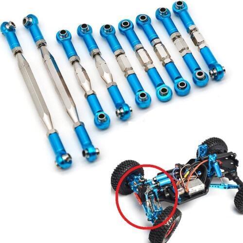 9PCS Adjustable Metal Linkage Pull Rod Servo Link For WLtoys 12428 12423 1/12 Speed RC Car Feiyue FY-01/02/03/04/05 Upgrade Part