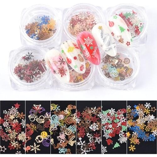 Christmas Snowflake Sequins Nail Sticker Glitter Nail Art Patch Flakes Slice Sequins Mixed Decals Diy 3d Manicure Decorations