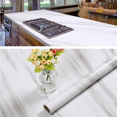 60cm Kitchen oil sticker self-adhesive marble pattern waterproof cabinet stove countertop wallpaper desktop bathroom renovation