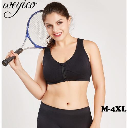 Sports Bra Plus Size Fitness Top Hot Women Zipper Push Up топ Female Sportswear Yoga Breathable Gym Running deportivo mujer 4xl