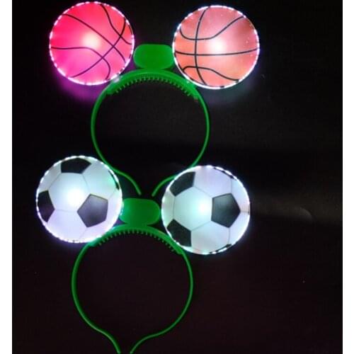 12 Pcs Luminous Colorful Cute Football Hair Hoop Led Ball Headband Sports Children Adult Christmas Halloween Toy Decoration