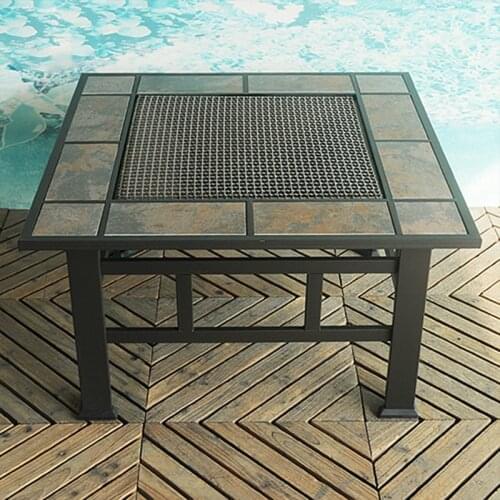 Outdoor Charcoal Barbecue Table Household BBQ Grills Garden Heating Furnace Courtyard Dual Use Fire Pits With Baked Mesh Grid