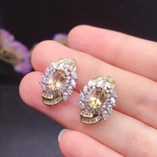Natural Topaz Earrings womens gift luxury design hot selling style 925 Sterling Silver