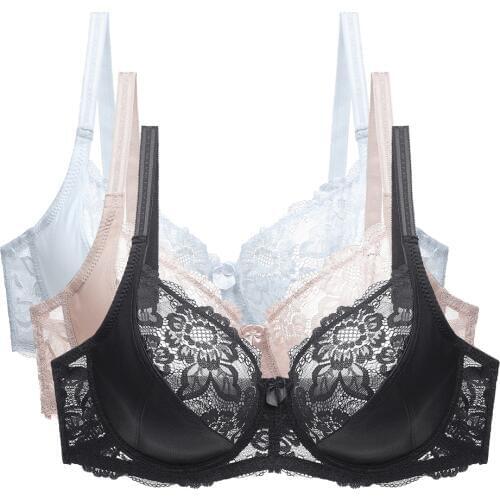 New 2020 Sexy Lace Women Bra Plus Size B C D E Big Size Bralette Ultrathin Pure Cotton Brassiere 95E Underwear Dropshipping