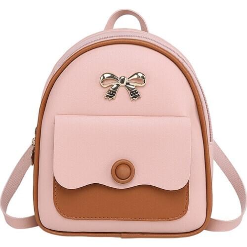 Women PU Leather Backpack Shoulder Bag For Teenage Girls Kids Multi-Function Small Female Ladies School Backpack