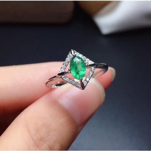 SHILOVEM 925 sterling silver real Natural Emerald rings classic fine Jewelry women wedding gift new plant 4*6mm mj0406432agml