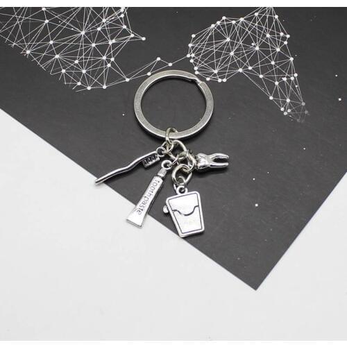 Dentist Keychain Dental Assistant Dental Hygienist Gift Toothpaste Toothbrush Teeth Keychain