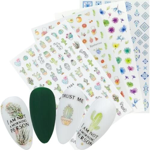 1 Sheet Cute Type Nails Art Manicure Back Glue Decal Decorations Nail Sticker For Nails Tips Beauty