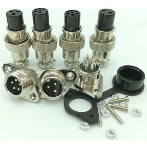 10 set 12mm GX12 2/3/4/5/6/7 Pin Male + Female 12mm Circular Aviation Socket Plug Wire Panel Connector with Plastic dust Cap Lid