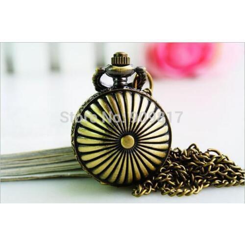 10pcs/lot Charming fashion spherical Classic quartz Pocket watch necklace bronze ball pendant clock