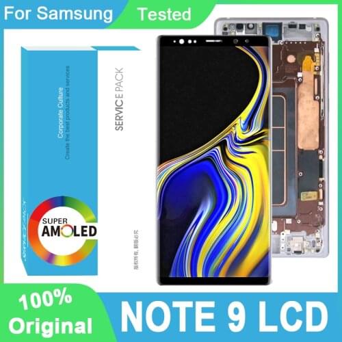 100% Original AMOLED 6.4'' Display With Frame For Samsung Galaxy Note 9 Note9 N960F Full LCD Touch Screen Digitizer Repair Parts