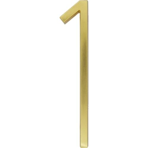127mm Golden Floating Modern House Number Satin Brass Door Home Address Numbers for House Digital Outdoor Sign Plates 5 In. #1