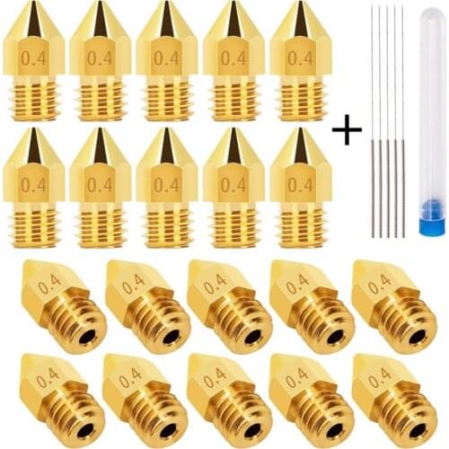 20PCS 0.4mm 3D Printer Nozzles Extruder Nozzles for MK8 5PCS Stainless Steel Nozzle Cleaning Needles for Makerbot Creality CR-10