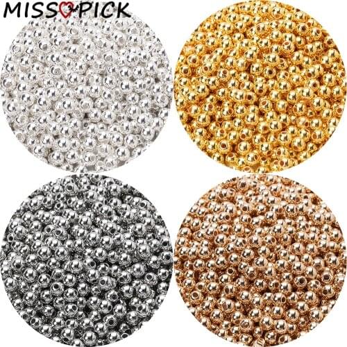 3 4 5 6 8 10 12mm BBC Plating Acrylic Round Beads Loose Spacer Beads For Jewelry Making DIY Bracelet Earring Necklace Accessory
