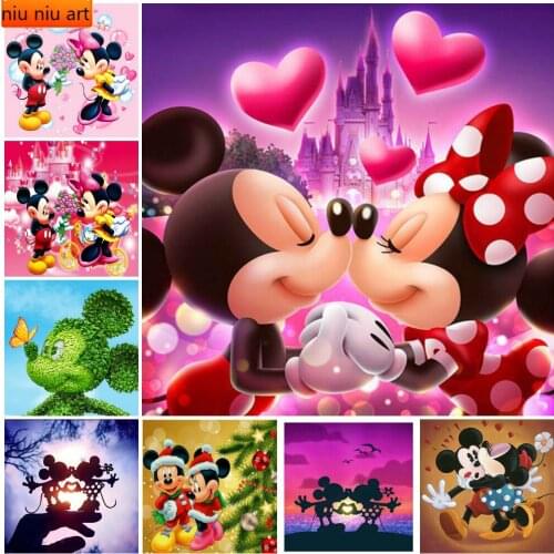 Disney 5D DIY Diamond Mosaic Square Diamond Painting DIY Diamond Embroidery Cartoon Butterfly Mickey Mouse Butterfly Green Leave