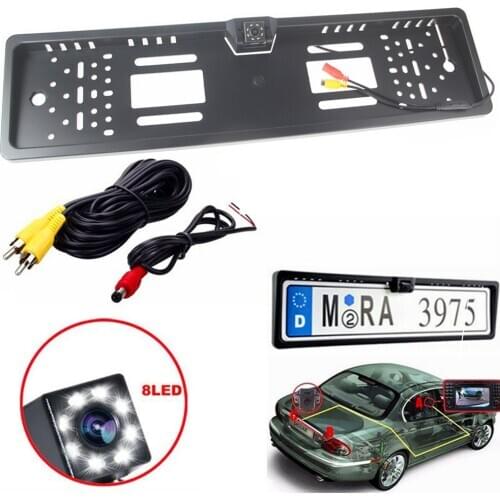 Auto European License Plate Frame Night Vision with LED Universal Car Rear View Backup Reverse Camera Waterproof