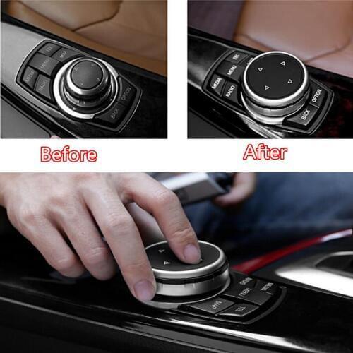 Car Multimedia Button Switch Cover Cap Sticker Fit For BMW 1 2 3 5 7 Series X1 X3 X5 F30 E90 E92 F10 F18 F11 F07 GT Z4