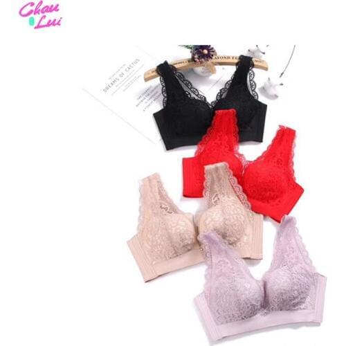 Chau Lui Sexy Lace Bras For Women Push Up Bra Solid Seamless Bralette Top Lingerie Ultrathin Female Underwear