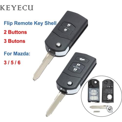 KEYECU Flip Remote Car Key Shell Case Fob 2 / 3 Buttons for Mazda 3 5 6 2004 2005 2006 2007 2008 2009 2010 2011 2012 2013